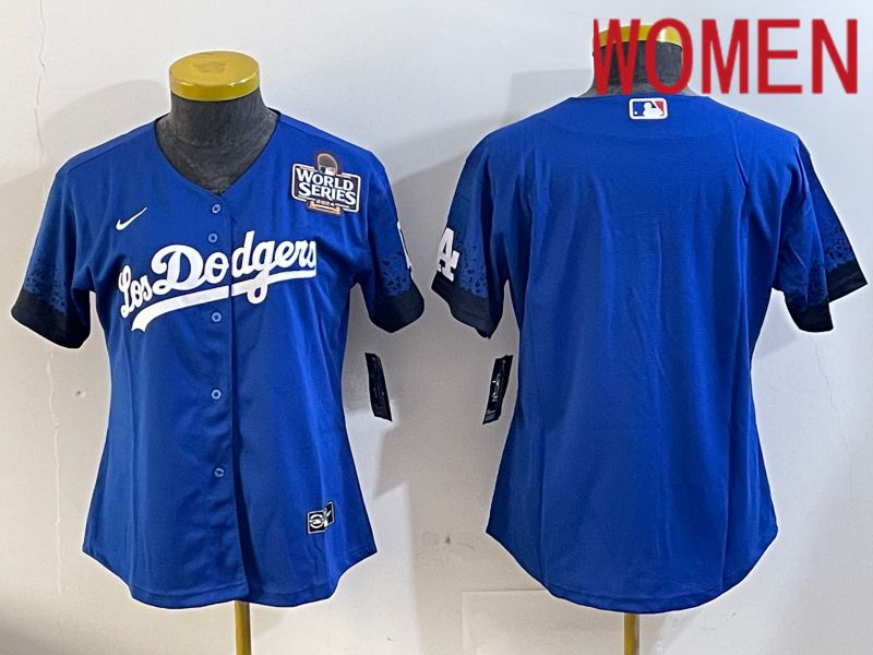Women Los Angeles Dodgers blank 2024 World series patch blue jersey 202411203->women mlb jersey->Women Jersey